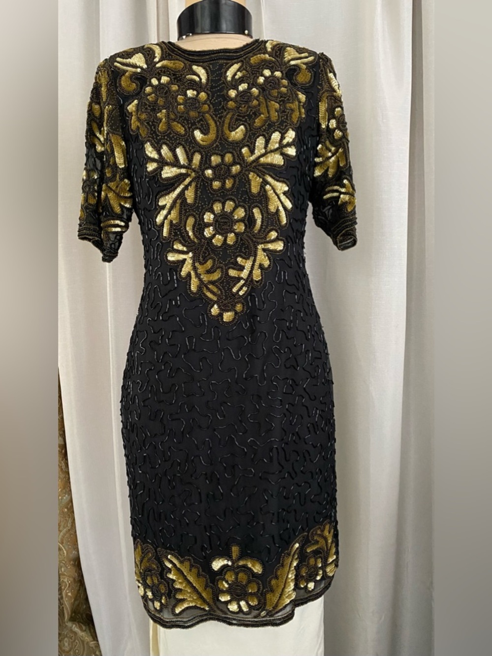 Black beaded party dress